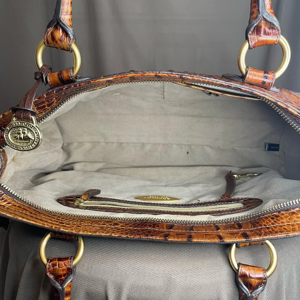 👜 Brahmin Genevieve Brunello Anywhere Convertible Satchel | Melbourne Croc | Eve - Picture 5 of 5